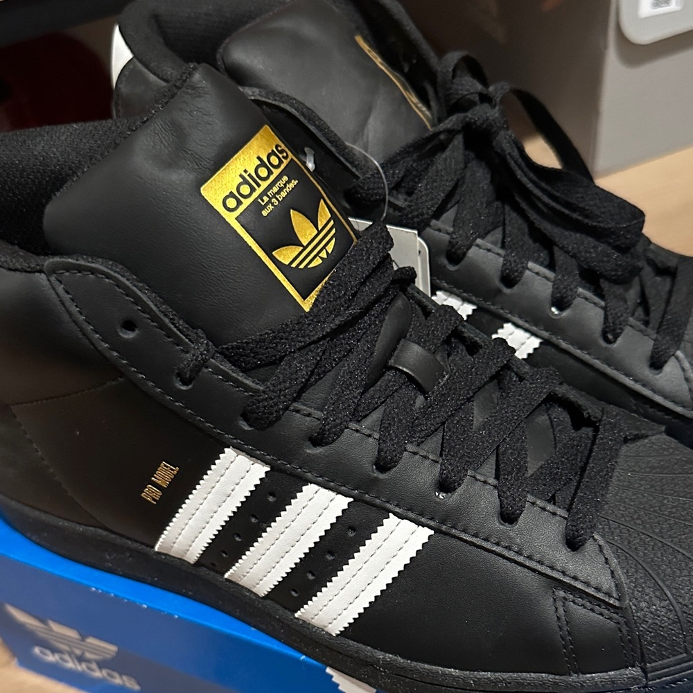Adidas Black and White Pro Model Sneakers